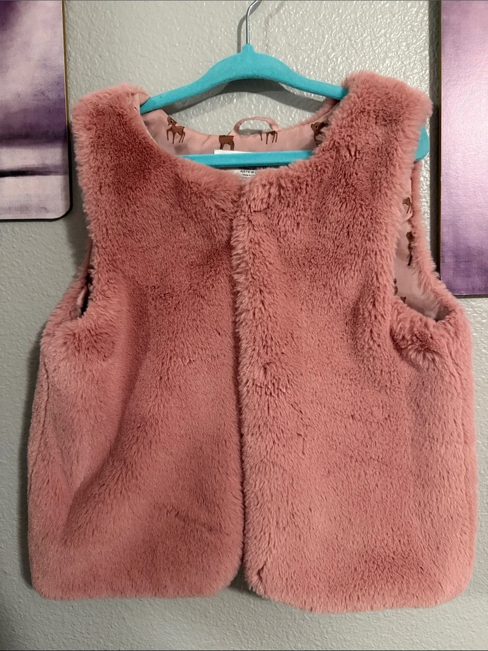 H&M soft girl warm vest 6/7 years gently used pink lined